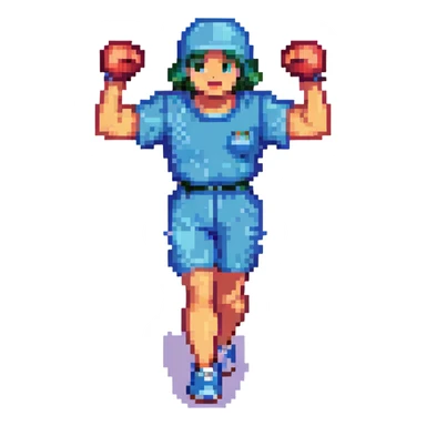 pixel art of a jogger, arms pumping, classic 8-bit style sticker