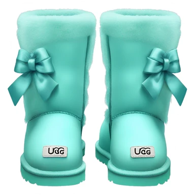 Realistic pair of tiffany blue fur Ugg boots  with ribbon bows. sticker