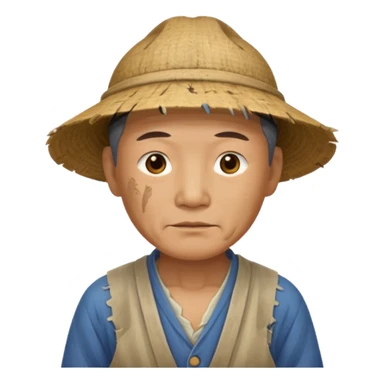 china ancient man, farmer, tattered sticker