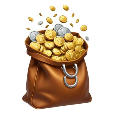 Gradient coins  inside a brown leather bag sticker