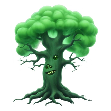 Creepy haunted tree with green smoke sticker