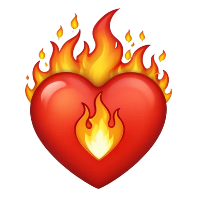 Red heart with flames  sticker