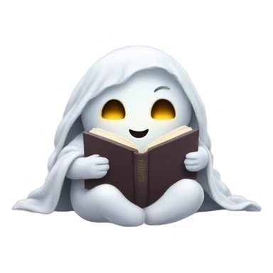 Cute cosy ghost reading sticker