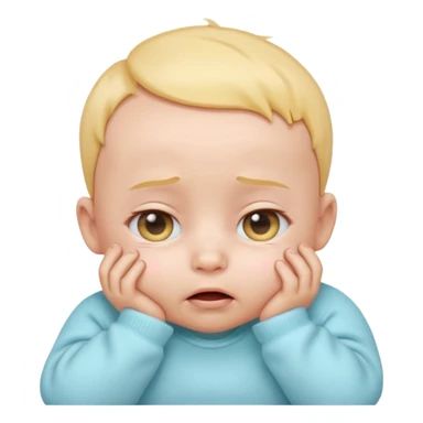 Cute 3D baby emoji, rubbing eyes, sleepy expression, short fine baby hair, soft pastel colors, clean white background  sticker