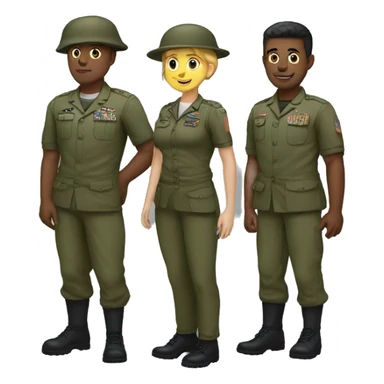 4 army people standing next to eachother sticker