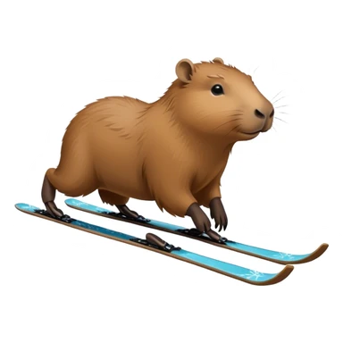 Capybara skiing in the snow sticker
