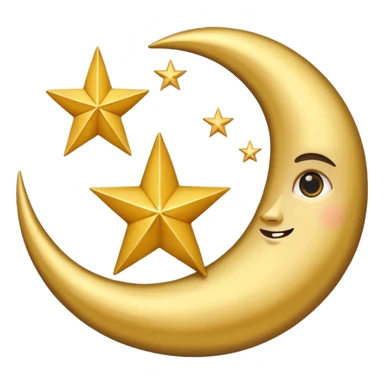 Star and Crescent emoji with black background and no face only star and crescent. sticker