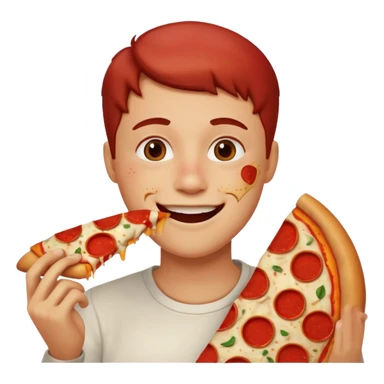 Happy face eating pizza  sticker