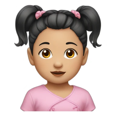 Chinese baby girl with two ponytail hair black sticker