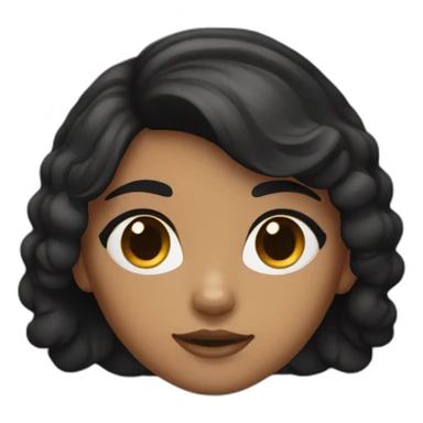 Girl with brown skin tone black hair cat eye mold on right cheek sticker