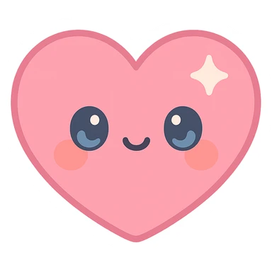anime style heart, blushing cheeks, big eyes, vibrant pink, shiny finish sticker