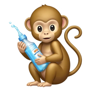 A monkey with baby oil but the baby oil says baby oil on it sticker