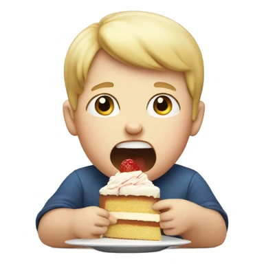 fat blond kid eating cake sticker