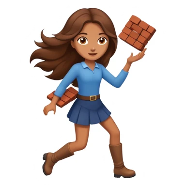Long brown haired girl with flying brick sticker