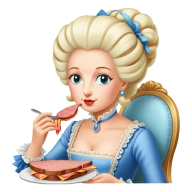 marie antoinette eating spam meat at cafe sticker
