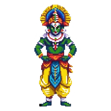 Kathakali Indian dance form performer, vibrant costume sticker