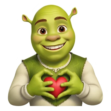 Shrek doing heart with hands sticker