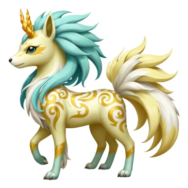 Tropical Tiny Marked Patterned Tribal Shiny Albino Painted Oriental Asian Patterned Tropical Exotic Toxic Suicune-Meloetta-Solgaleo-Rapidash-Arcanine-Absol-fusion-hybrid-creature (full body) sticker