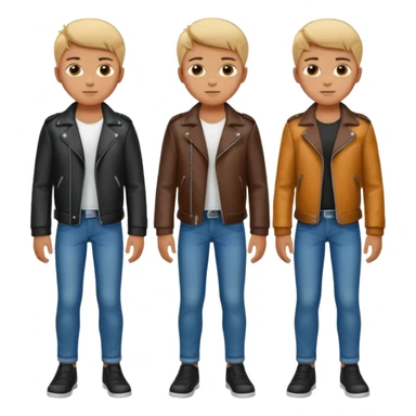 Boy in leather jocket, full body, different color sticker