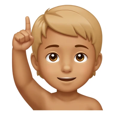 child pointing to their forehead, cheerful and clear sticker