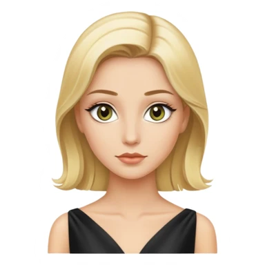 Luxury blonde model, hazel eyes, sleek hair, black silk gown sticker