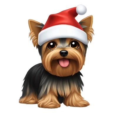 Yorkie wearing a santa hat sticker
