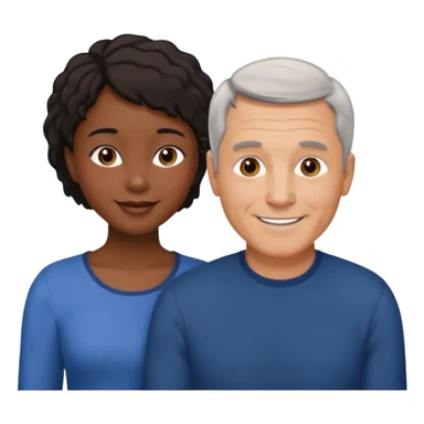 mixte couple black girl  with short hair , dark haired older white man sticker