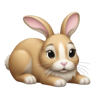 Bunny sprawled out on the floor sticker