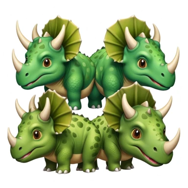 faces of different green triceratops sticker