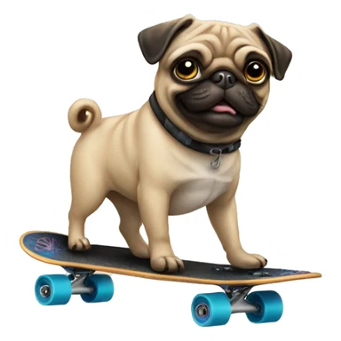 Pug riding a skateboard  sticker
