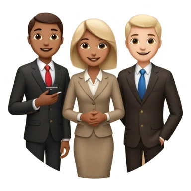 3 people business meeting circular crop sticker