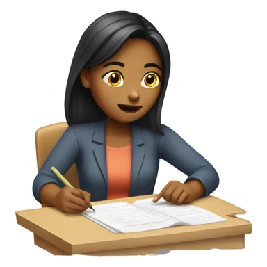 femalestudent taking an exam sticker