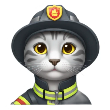 grey cat look like fireman sticker