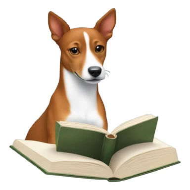 Basenji reading a book sticker