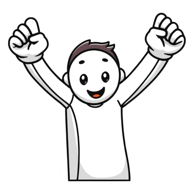 character celebrating victory with arms raised sticker