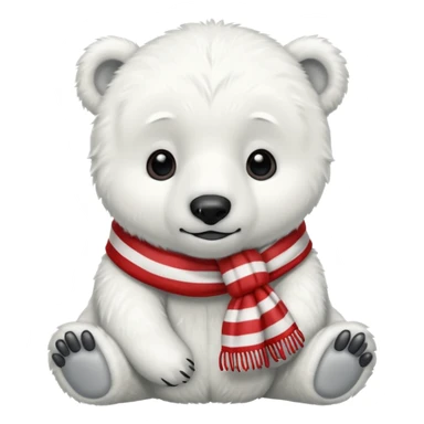 baby polar bear with red stripes scarf  sticker