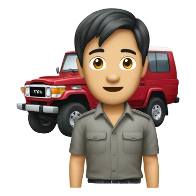 Asian man Toyota Land Cruiser sticker