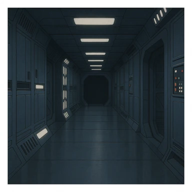An empty quiet hallway, death star interior, star destroyer interior, star wars sticker