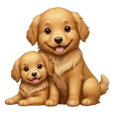 golden dog with its puppies sticker