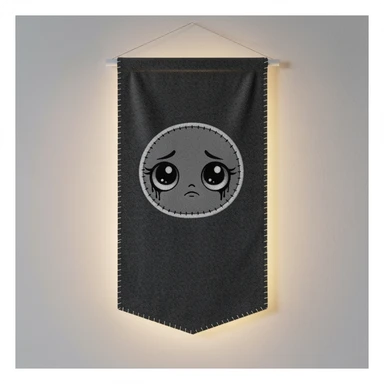 emo banner with stitched patch, cute, expressive, minimal sticker