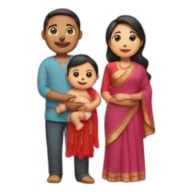 Indian and Chinese couple with baby sticker