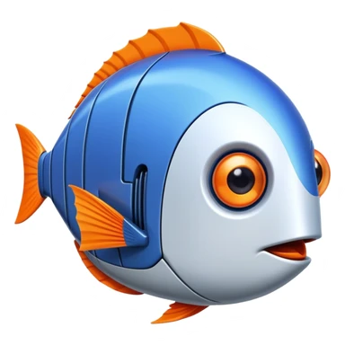 a robot head that has features of dory fish  sticker
