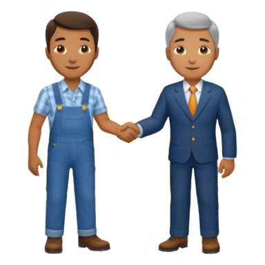 Man in a suit shaking hands with a farmer sticker