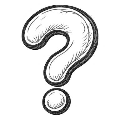 plump, voluminous, glossy question mark in hand-drawn style, soft rounded three-dimensional shape, bold outlines, shiny highlights, matching color palette and style of previous hands illustration sticker