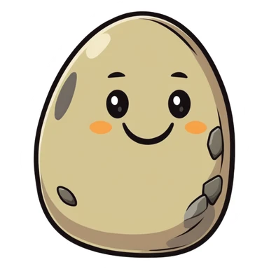 friendly stone character named Pedro with a smiling face sticker