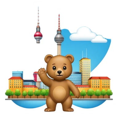 emoji of the Berlin Bear holding the Berlin TV Tower, no text sticker