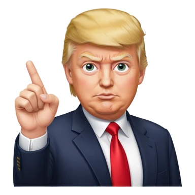 Super realistic Donald Trump pointing index finger up, realistic face sticker