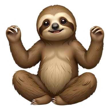 cinematic-sloth-realistic-full-body-sitting-emoji,-long-curved-claws-clinging,-thick-shaggy-brown-fur-slightly-ruffled,-head-tilted-dramatically,-slow-blinking-eyes-filled-with-serene-wisdom,-simplified-yet-realistic-focused-features,-highly-detailed,-glowing-with-an-almost-sarcastic-glow sticker