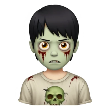 Menino de cabelo liso preto com franja zumbi sticker