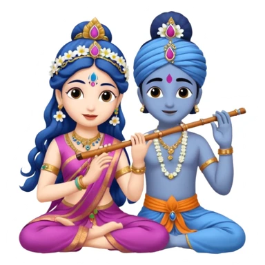 Radha rani and lord sri krishna play flute, skin colour is fairy white sticker